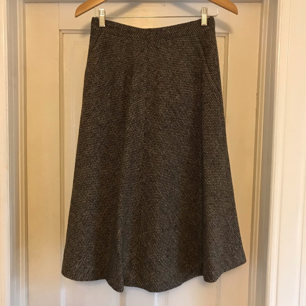 Vintage Evan-Picone wool tweed a-line midi skirt
